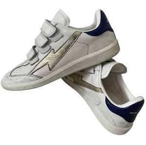 Rare Isabel Marant white and blue silver lightning bolt sneakers